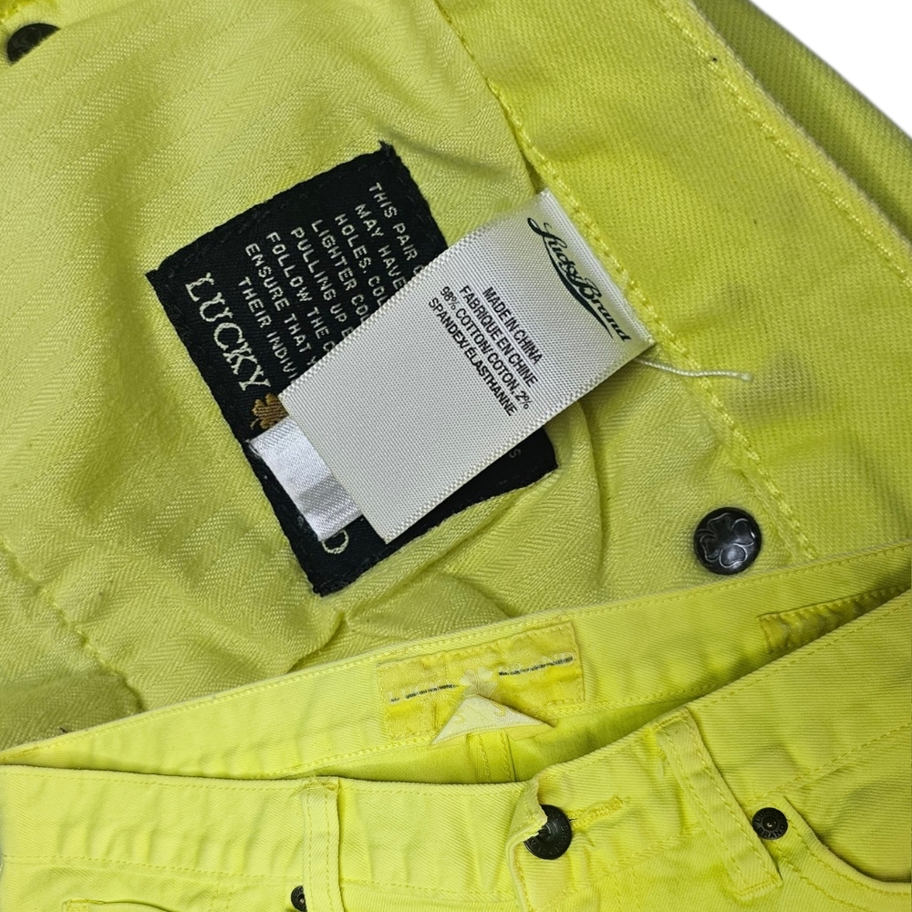 Lucky Brand Neon Yellow Raw Hem Cut-Off Denim Shorts - Picture 3 of 3